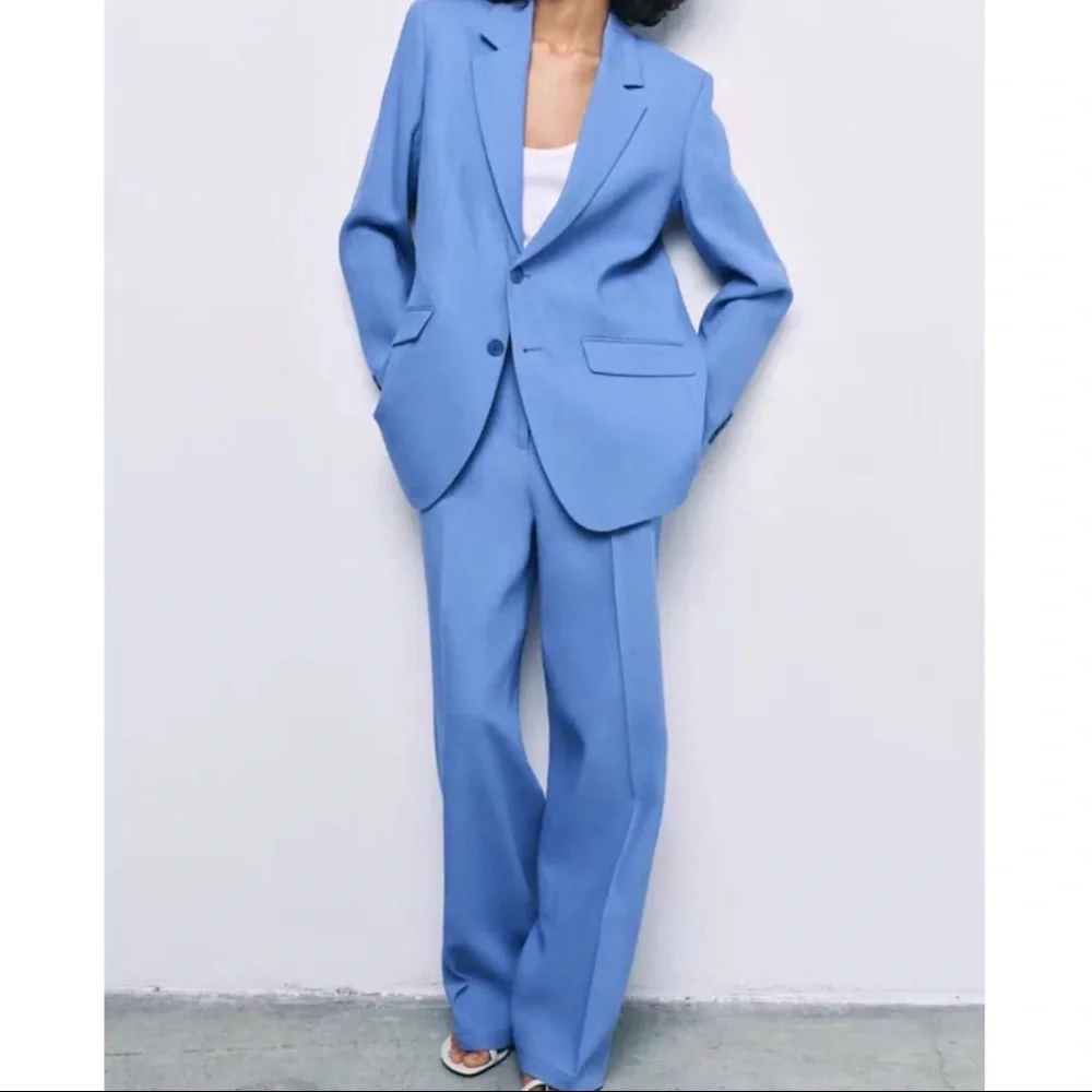 NEW Zara Collection Linen Blue Trousers | S